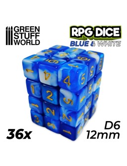 36x Dados D6 12mm - Azul...