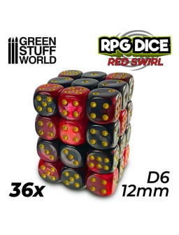36x Dados D6 12mm - Rojo...
